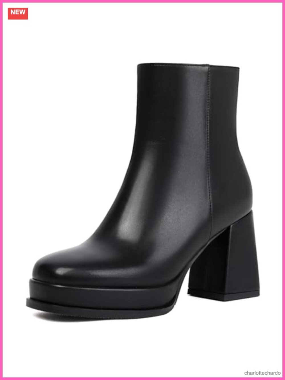 Latasa Women's Chunky Platform Ankle Boots Square Toe Block Heel Booties Faux